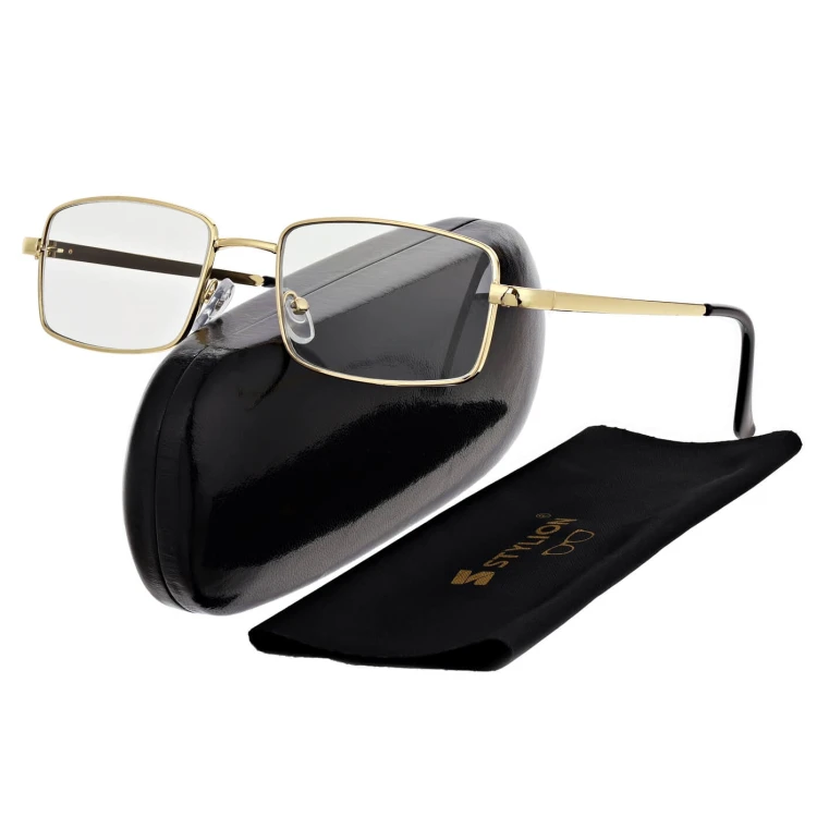 Plusy Fotochromowe korekcyjne okulary do czytania z flexami ST342B złote.JPG