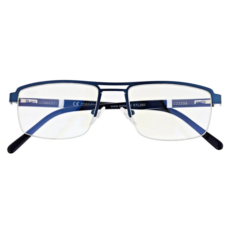 Męskie okulary do komputera Blue Light i czytania żyłkowe STL260 front.JPG