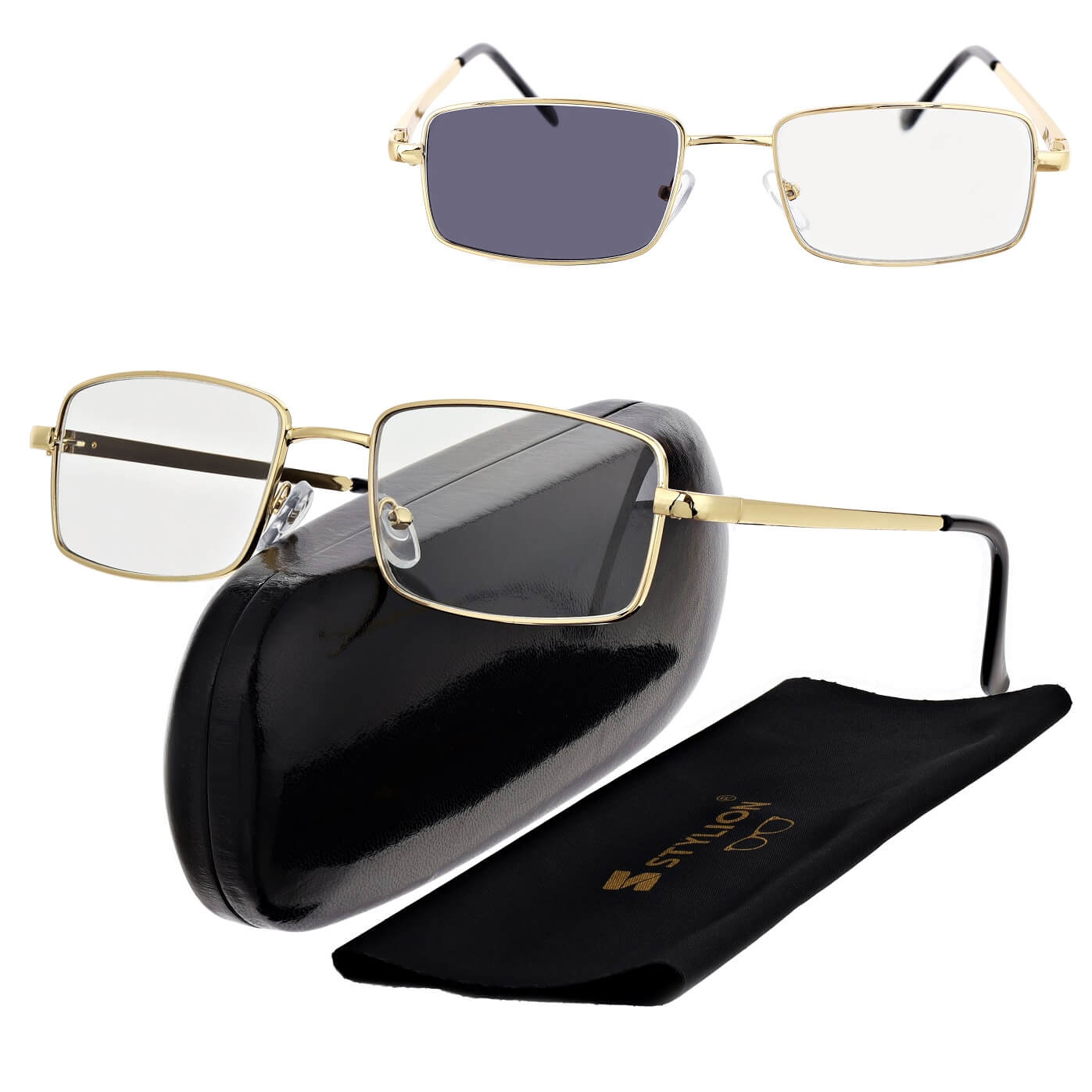 Plusy +4.00 Fotochromowe okulary do czytania z flexami ST342B złote