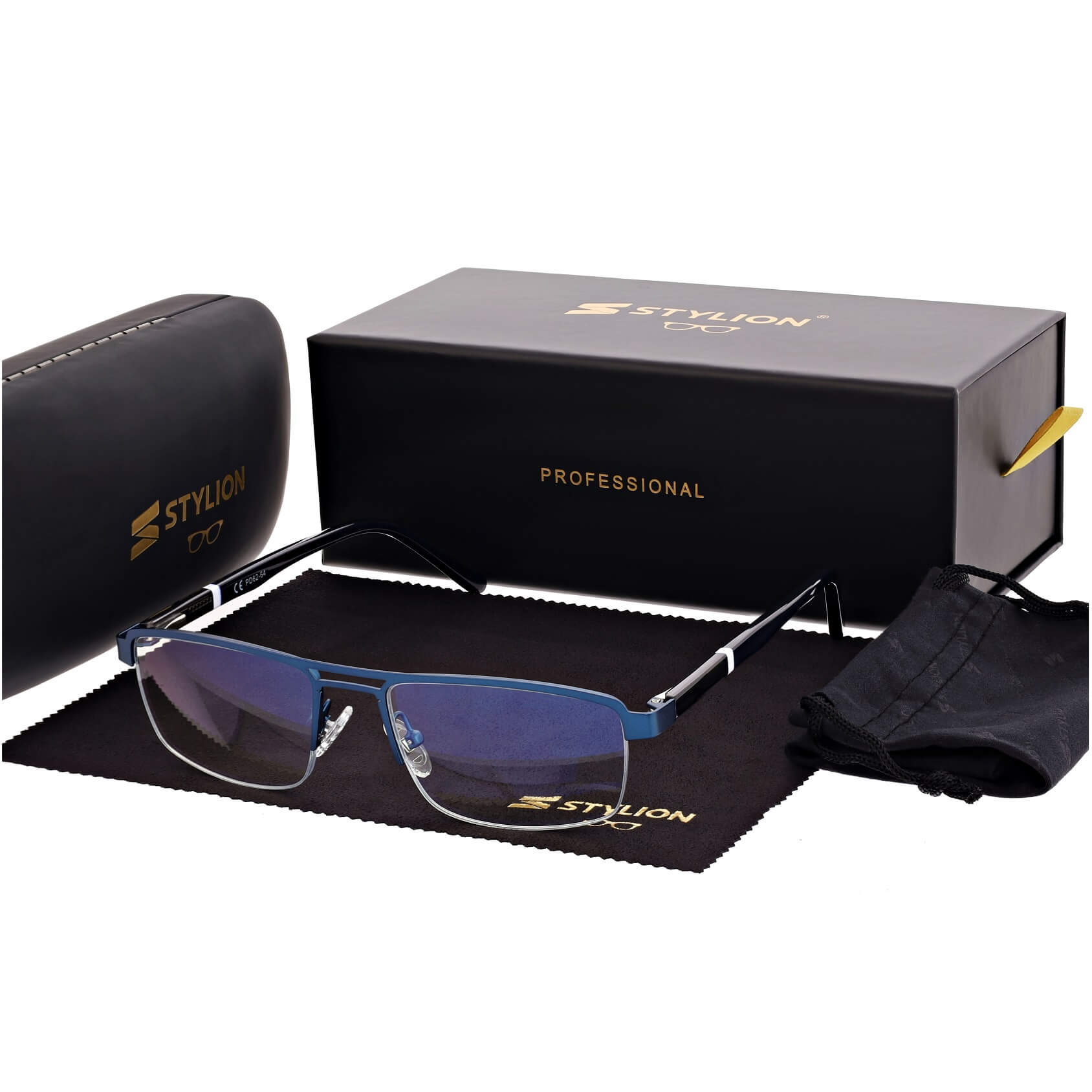 Męskie okulary PREMIUM +1.75 do czytania i komputera Blue Light+Antyrefleks STL260 granat